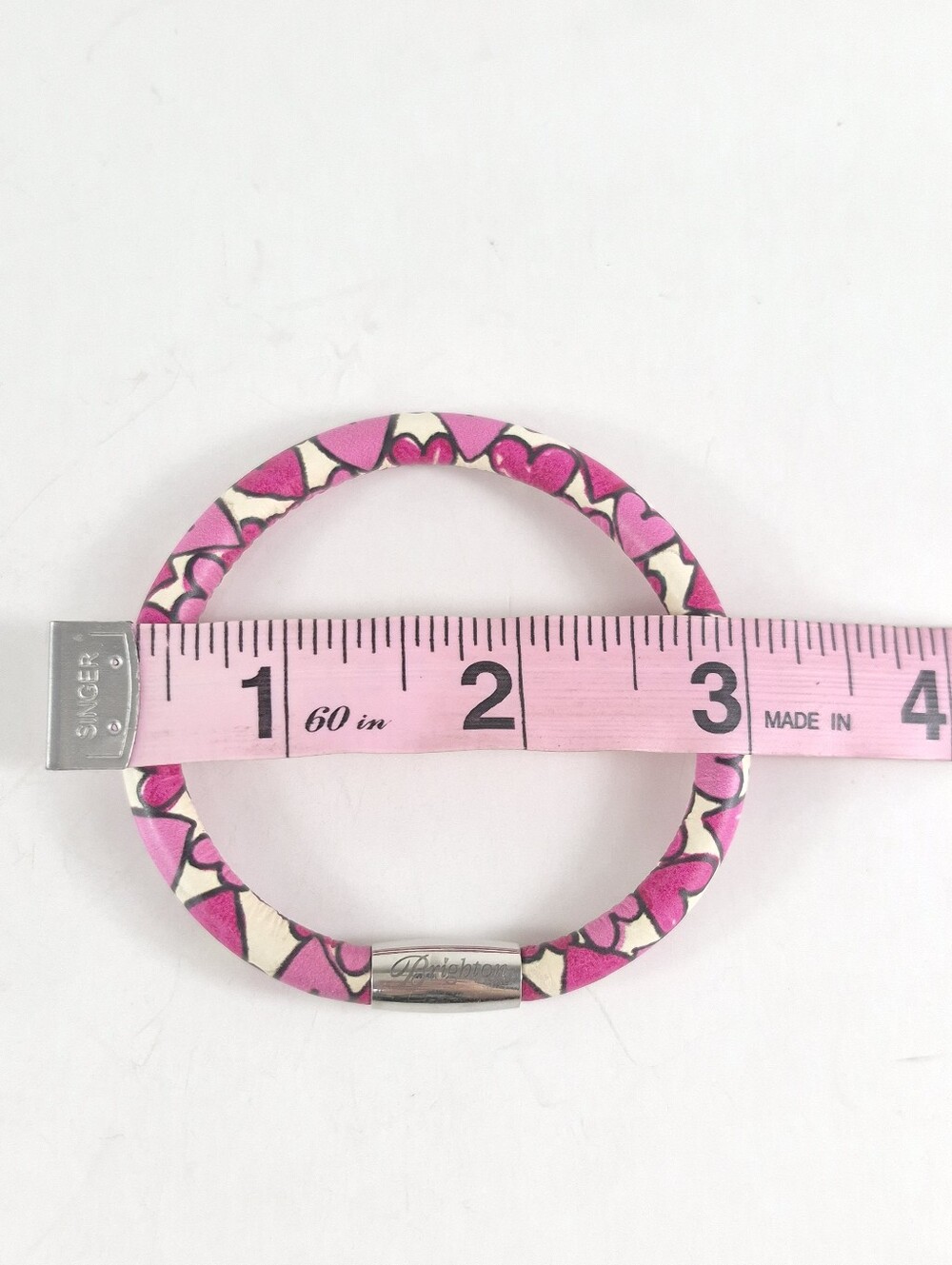 Brighton Woodstock Pink Hearts Leather Charm Bracelet - Picture 6 of 7